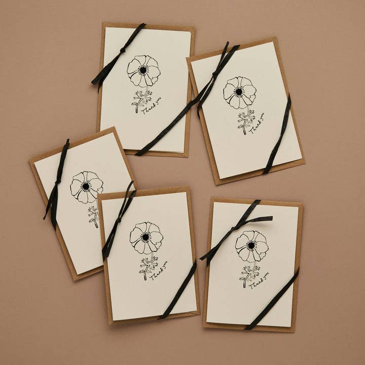 Thank you - Single flower - Cards for wholesale by Buddug