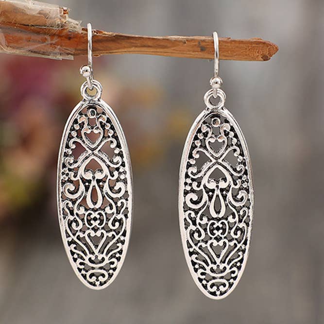 Grå Bohemia legeringsmetallörhängen SP369 för wholesale på Faire