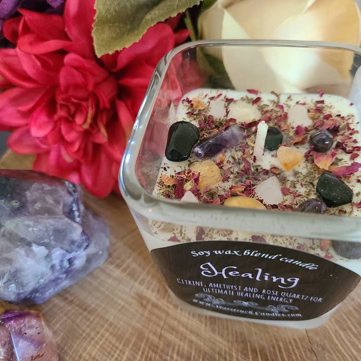 Starstruck Candles - Vente Bougie en bocal - Bougie Healing Crystal Intention