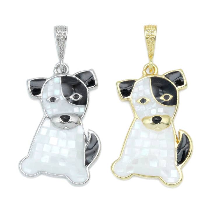 Charm-Anhänger für Hunde, schwarz-weißes Perlmutt, Sku #WL17 für den Großhandel von BestBeads&Beyond