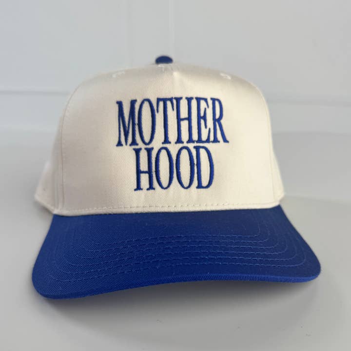 Chapeau brodé bleu pour femme MotherHood pour la vente par The Babe Co.