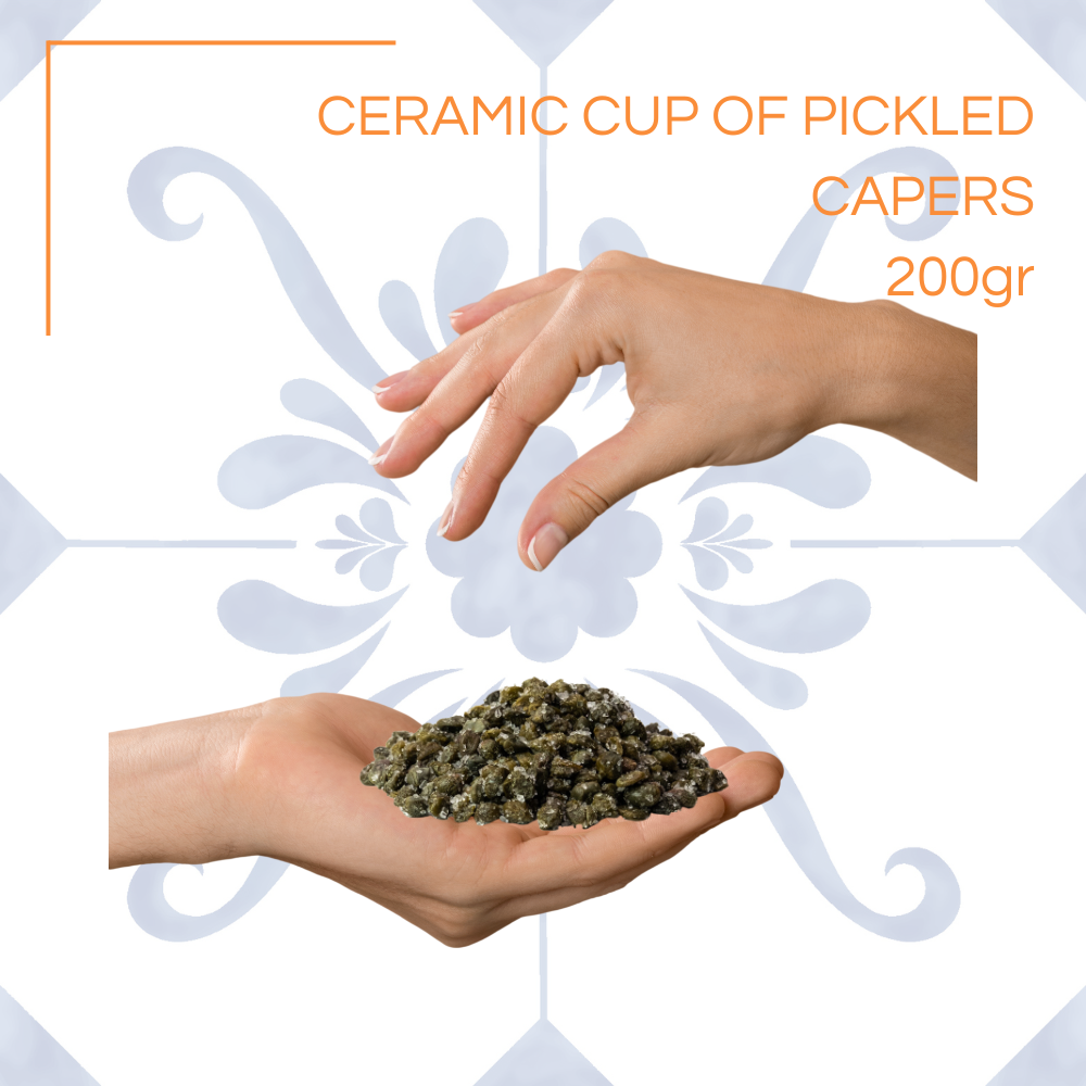 Antica Bottega Siciliana - Wholesale Pickled Vegetables - Sicilian Capers under salt in Ceramic Cup - 200g3