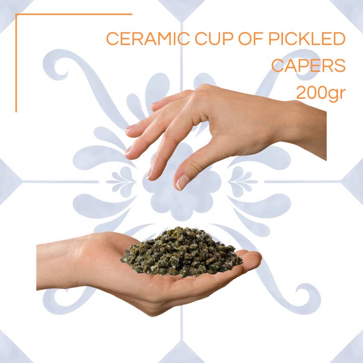 Antica Bottega Siciliana - Wholesale Pickled Vegetables - Sicilian Capers under salt in Ceramic Cup - 200g3