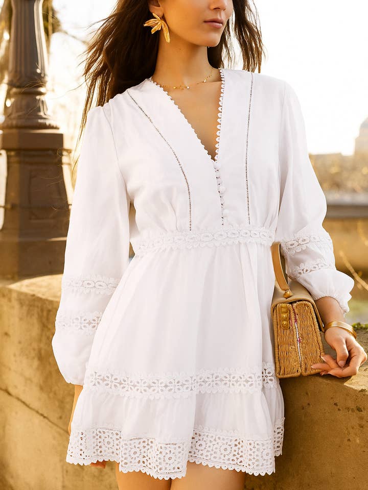 Kort bohemeblondekjole - AGATHE 58644 for engroshandel hos GOLDEN LIVE PARIS