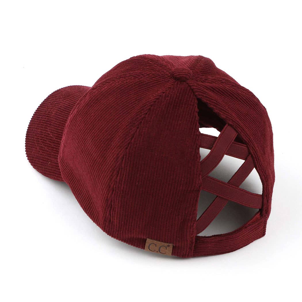 Fashion City - Wholesale Ponytail Cap - Women's - Corduroy Criss-Cross Pony Cap7