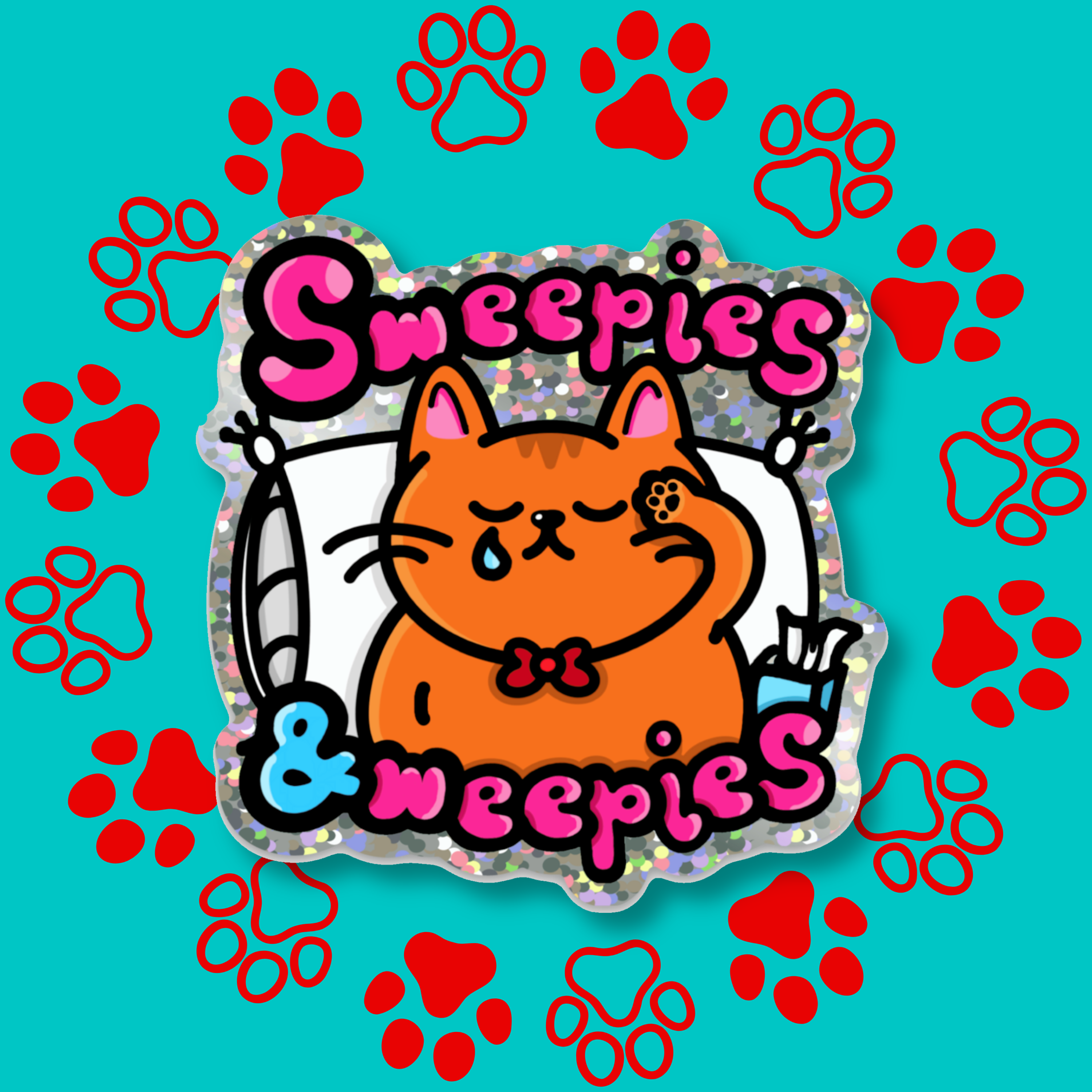 Innabox Ltd – wholesale Sticker – Sweepies and Weepies - Holographic Glitter Cat Sticker0