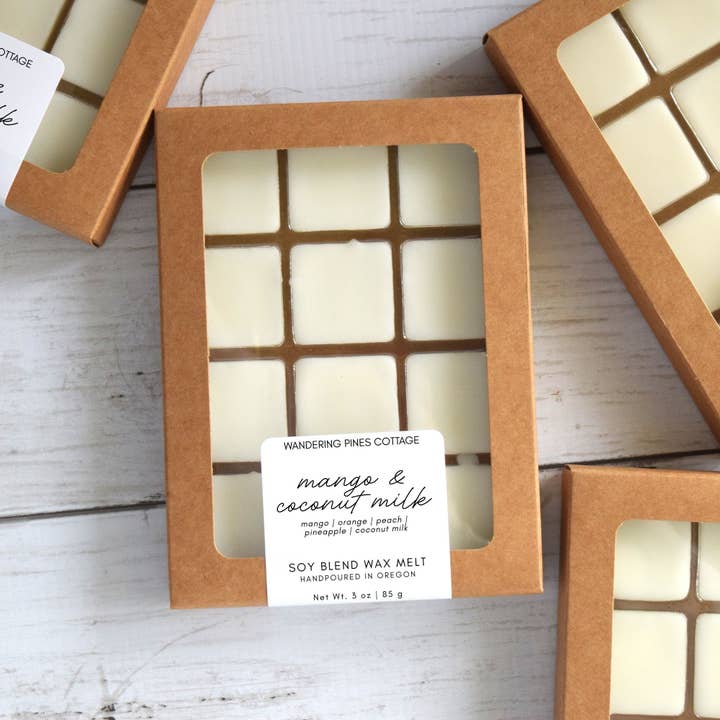 Mango and Coconut Milk Wax Melts | Summer Wax Melt for wholesale by Wandering Pines Cottage