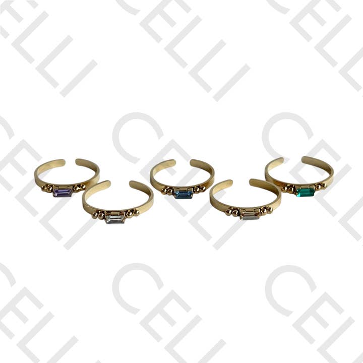 Anello d'Acciaio - brillante rettangolare per la vendita all'ingrosso da parte di Celli Biju