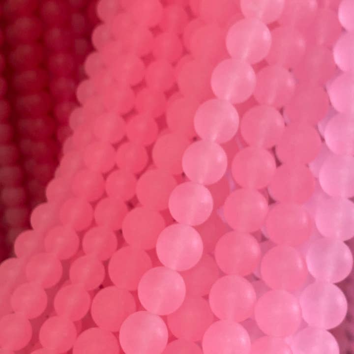 The Bead Bazaar - Wholesale Beads - Matte Light Pink Round Jade Beads, Ballet Pink Rose Neon Gem4