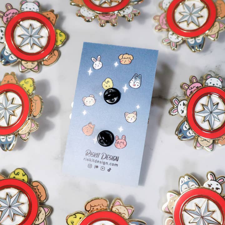 Riskit Design - Wholesale Lapel Pin/Button - KPOP NachimPin OT8 Compass *SPINNING* Enamel Pin