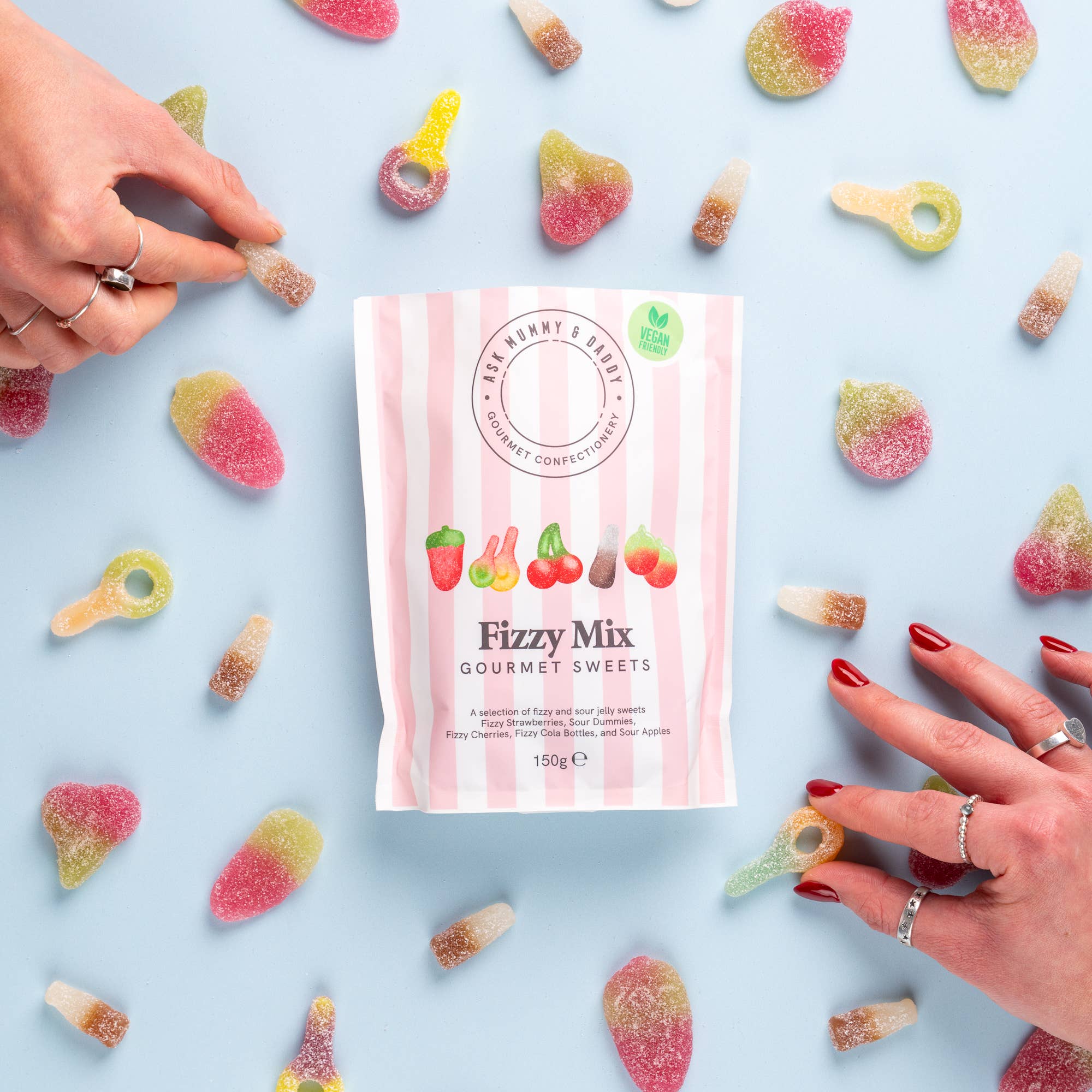Ask Mummy & Daddy - Wholesale Gummy - NIEUWE Fizzy Mix! Zak - 150G1