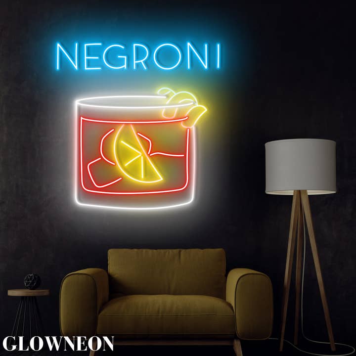 Glow Neon - Wholesale Neon sign - Negroni Cocktail Led Lights, Italian Negroni Cocktail Lights2