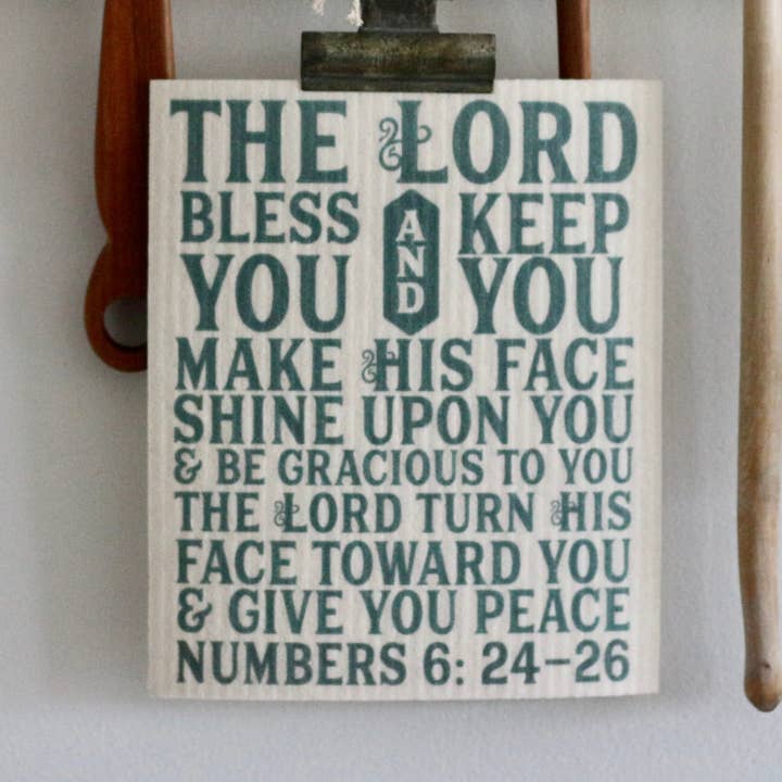 the Lord bless you & keep you Swedish dishcloth for wholesale by The Adopt Shoppe