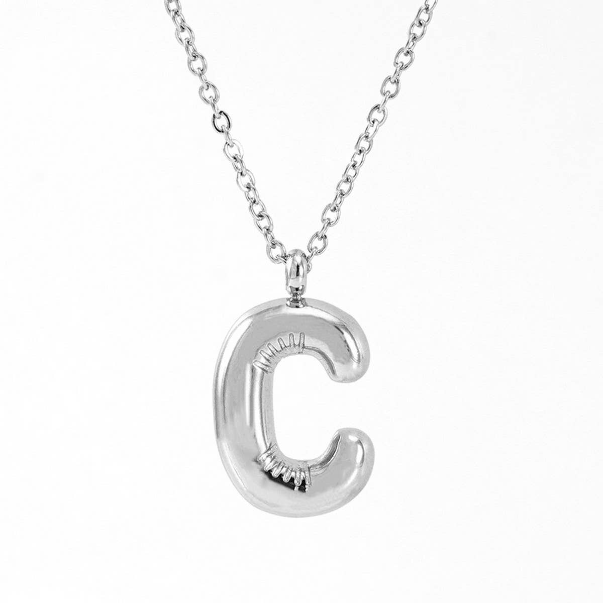 NINEXIS - Wholesale Pendant/Charm Necklace - CWAJE1946_Steel Color Bubble Letter Necklace2