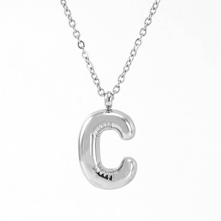 NINEXIS - Wholesale Pendant/Charm Necklace - CWAJE1946_Steel Color Bubble Letter Necklace7