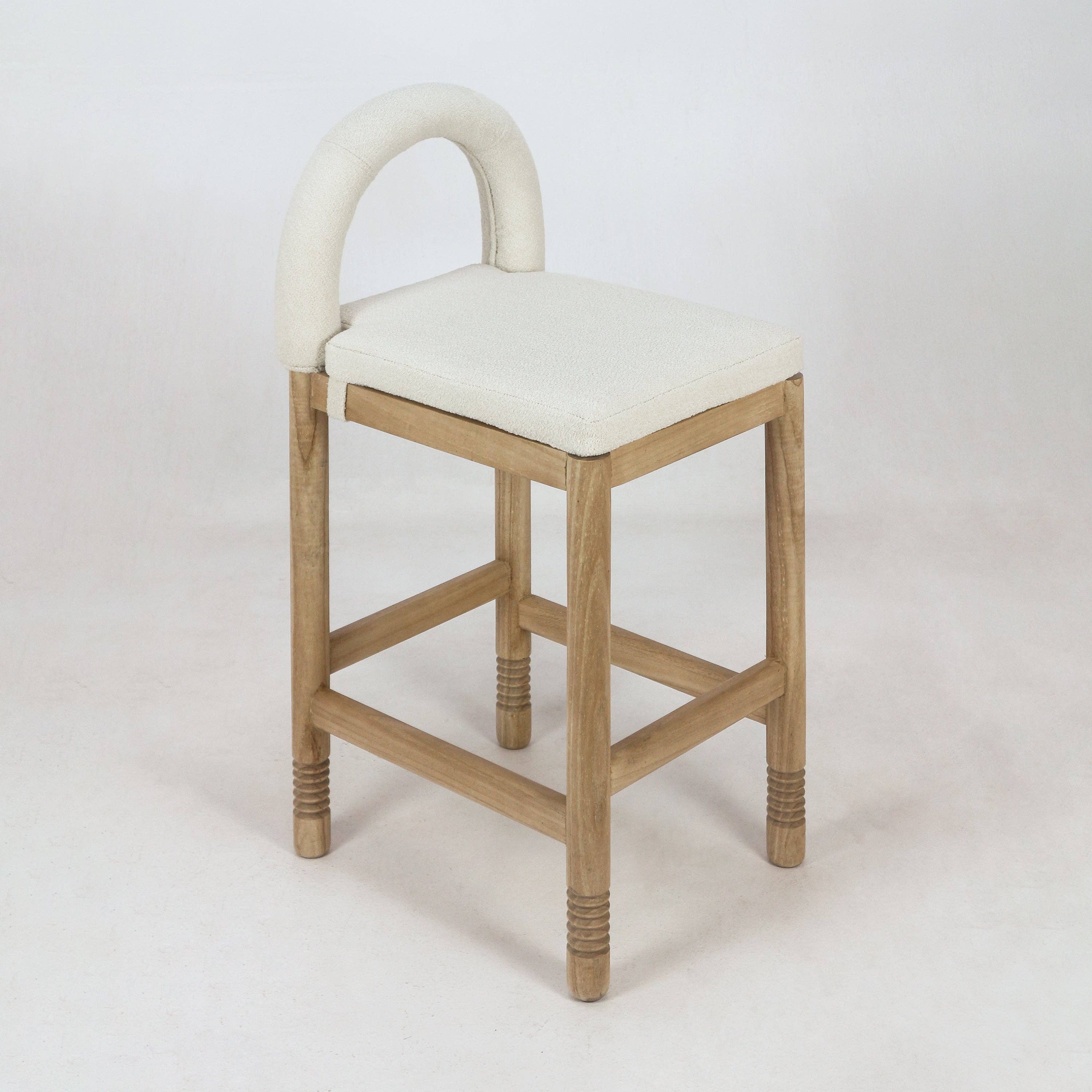 INTERIOR TONIC - Vente Tabouret - Tabouret de comptoir Heidi Teak & Boucle6