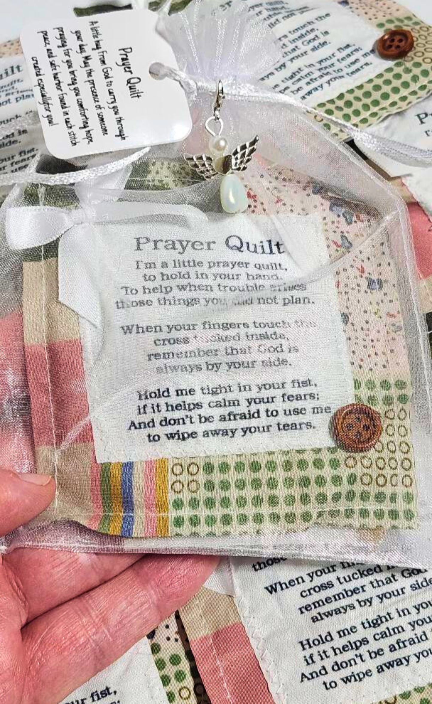 Paradise Island Gold and Silver - Wholesale Keepsake Coin/Token - Multicolor Mini Prayer Quilt – Premium Angel Charm Gift7