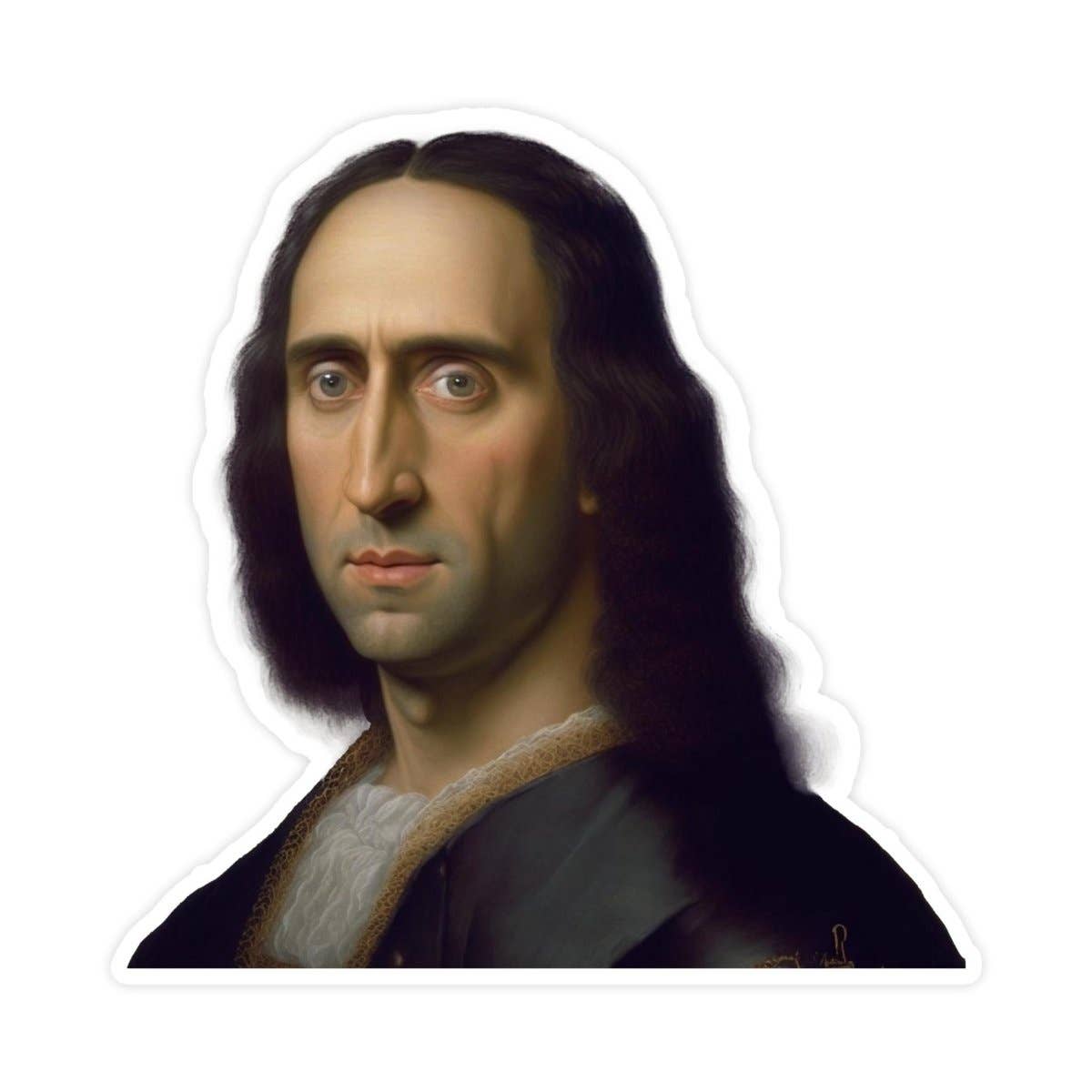 Sticker Bull – Engroshandel Klistermærke – Mona Lisa Nicolas Cage „Mona Cage“ Meme klistermærke, vandtæt