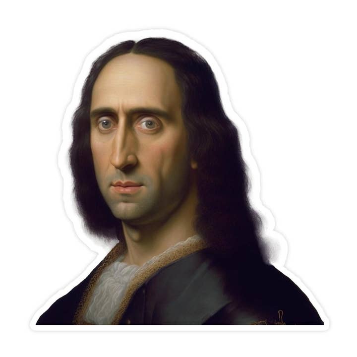 Sticker Bull – Engroshandel Klistermærke – Mona Lisa Nicolas Cage „Mona Cage“ Meme klistermærke, vandtæt0