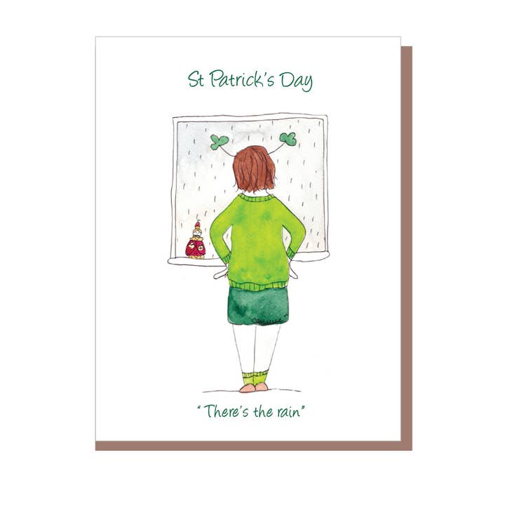 Tarjeta del Día de San Patricio «ahí está la lluvia» para venta al por mayor de Irish Greeting Cards by Catherine Dunne