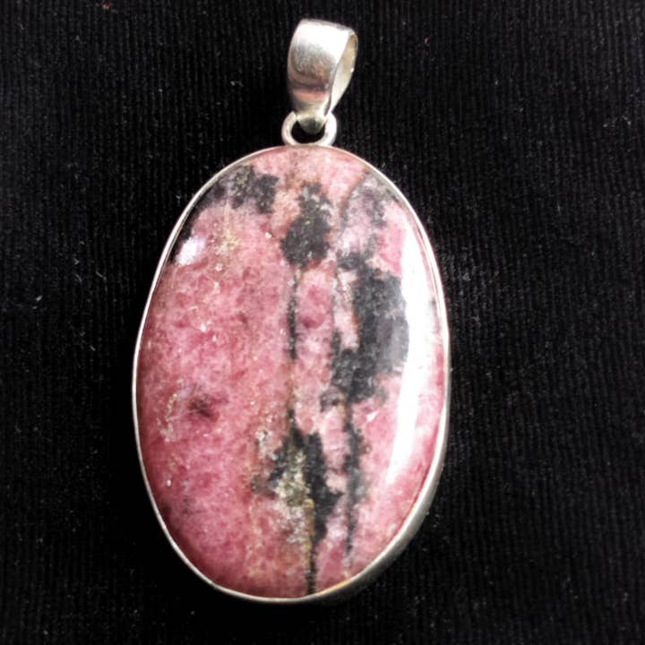 Bellissimo ciondolo unisex in argento 925 con pietra preziosa di rodonite per la vendita all'ingrosso da parte di SILVER CAVE