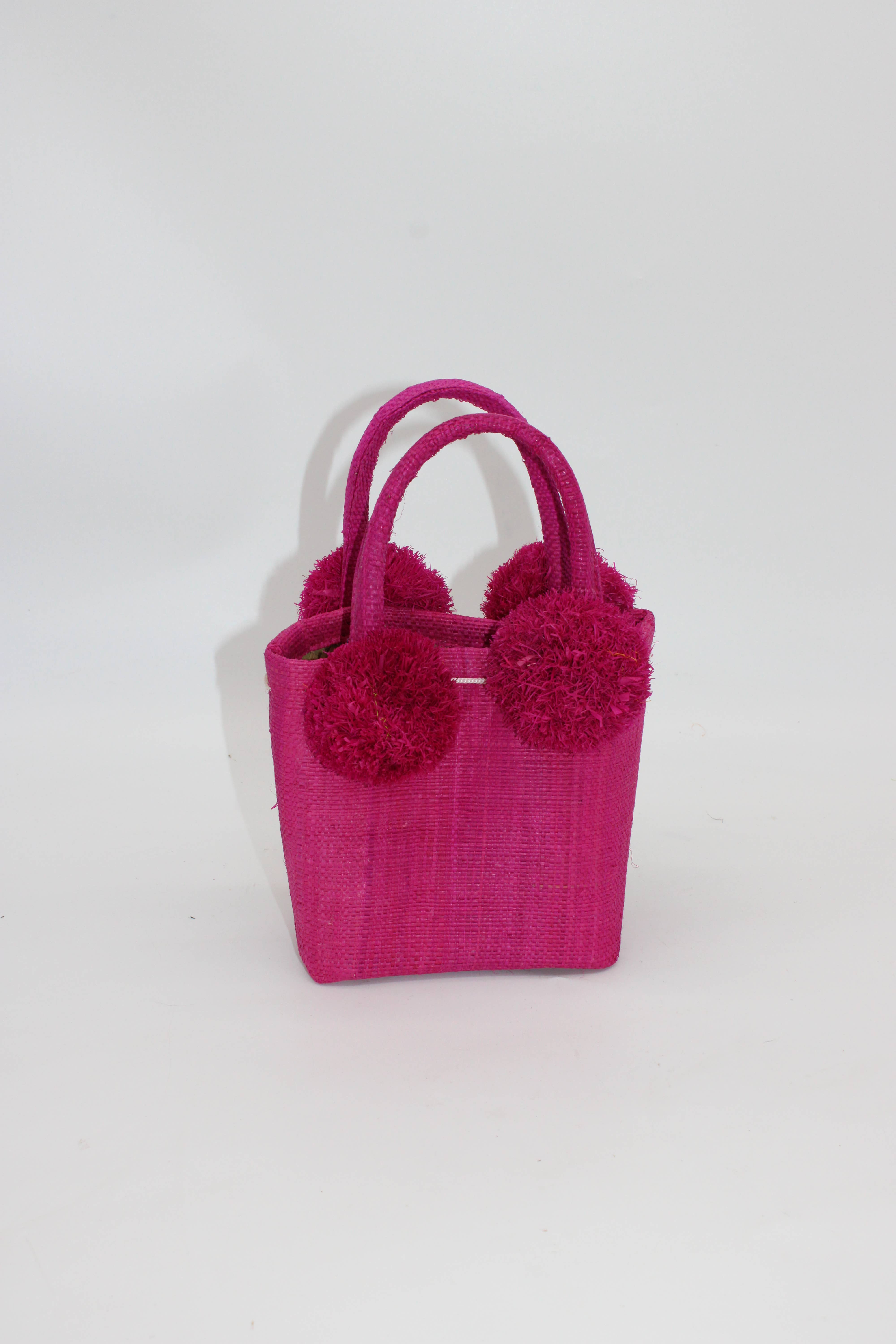 Shebobo - Wholesale Top Handle Bag - Women's - Schooner Straw Mini Bag with Pompom Accent2