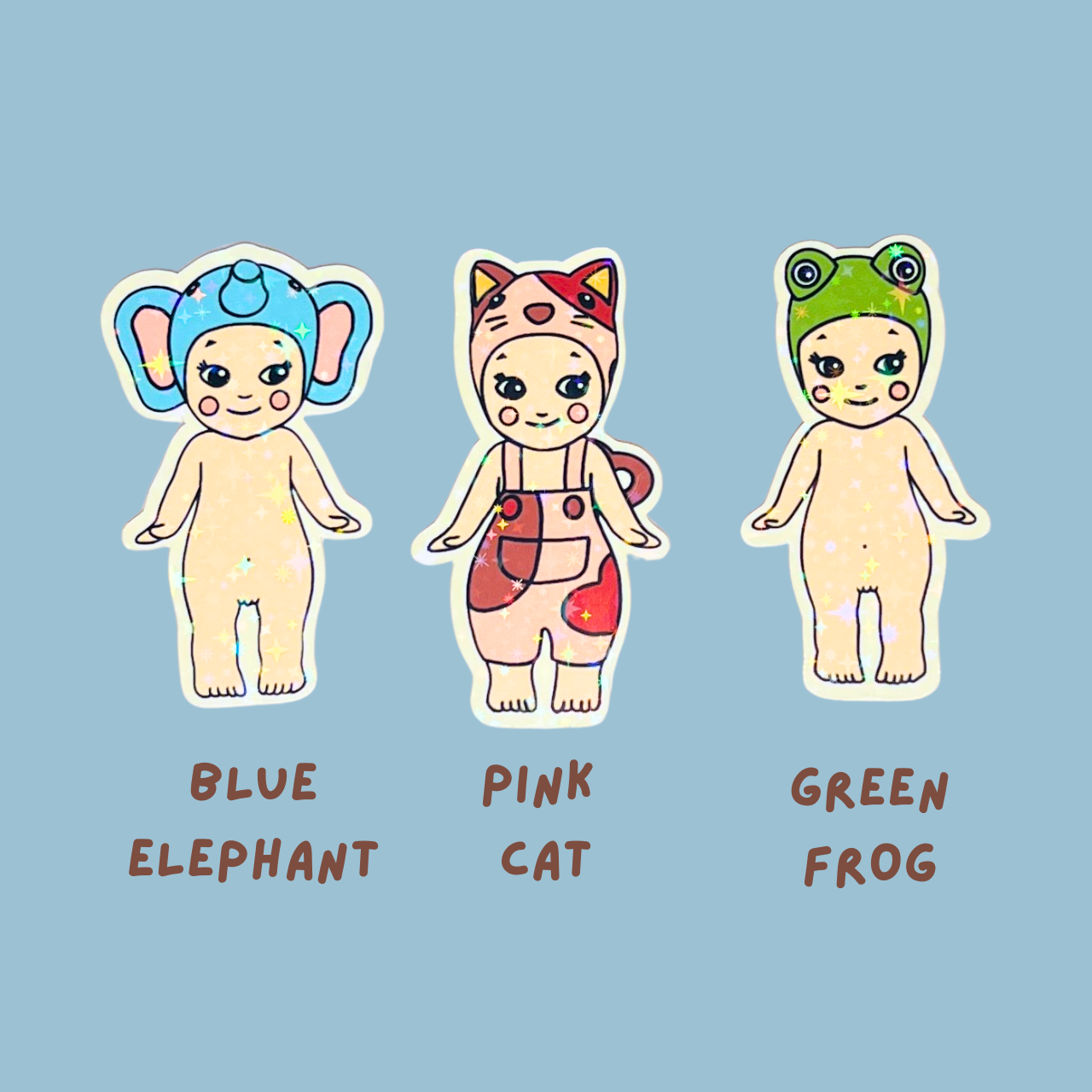 Faebelle Haven - Wholesale Sticker - Angel Babies Holographic Stickers | Kawaii Frog Cat Cherry Clown Trinket1
