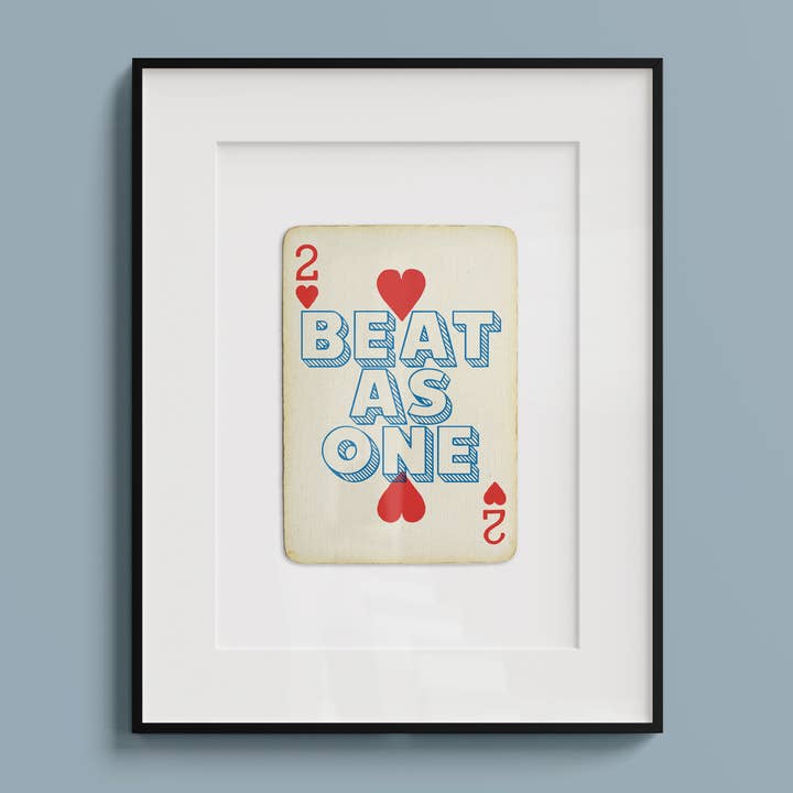 Two Hearts Beat As One A4 Playing Card Print for wholesale by Hands & Hearts