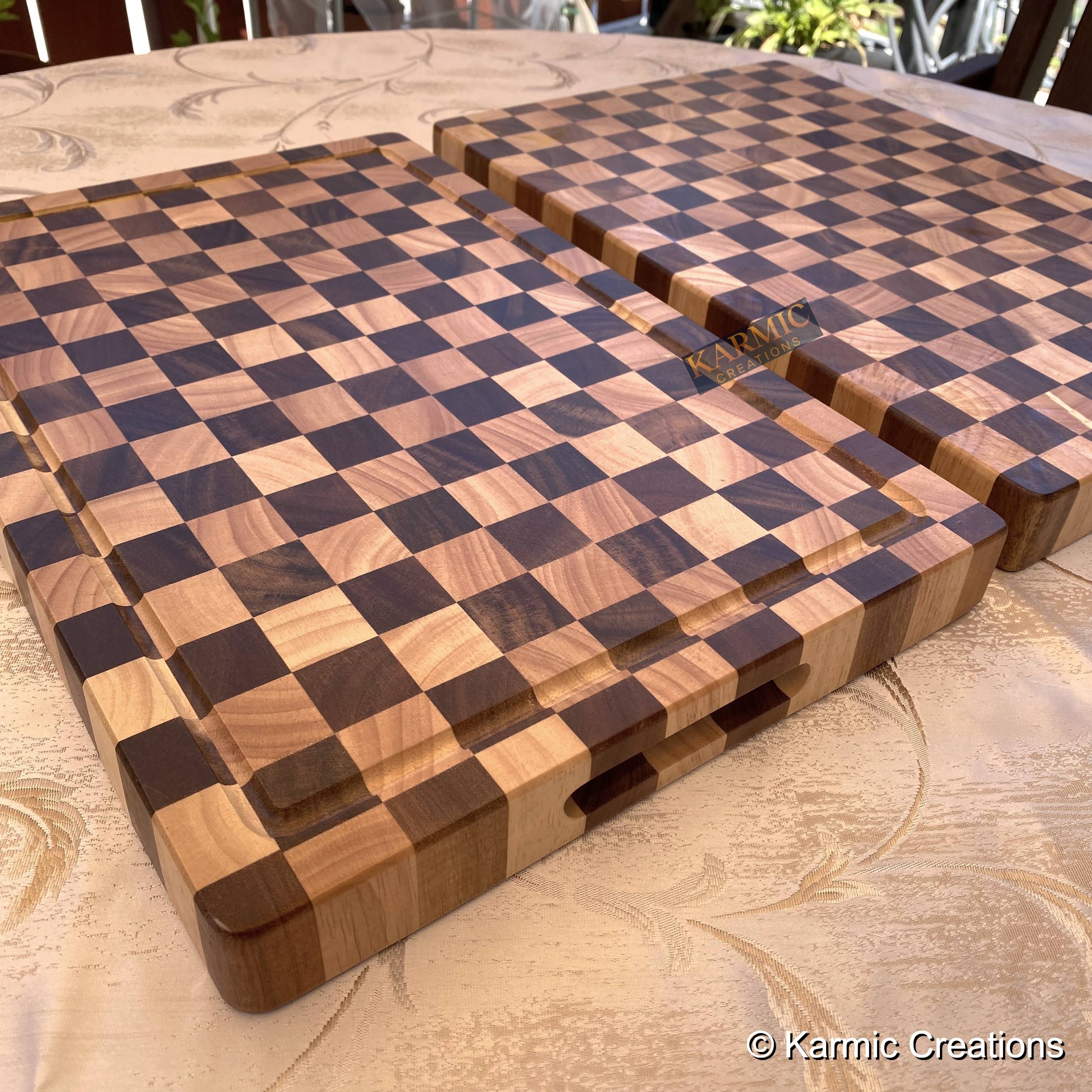 Karmic Creations - Wholesale Cutting Board - End Grain Checkered Cutting Board (Kitchen Size & BBQ Size)5
