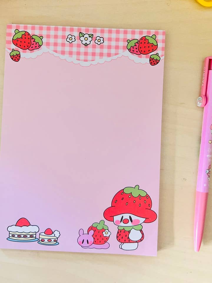 Strawberry Marshall Notepad for wholesale by Mar De Luna Arts Co