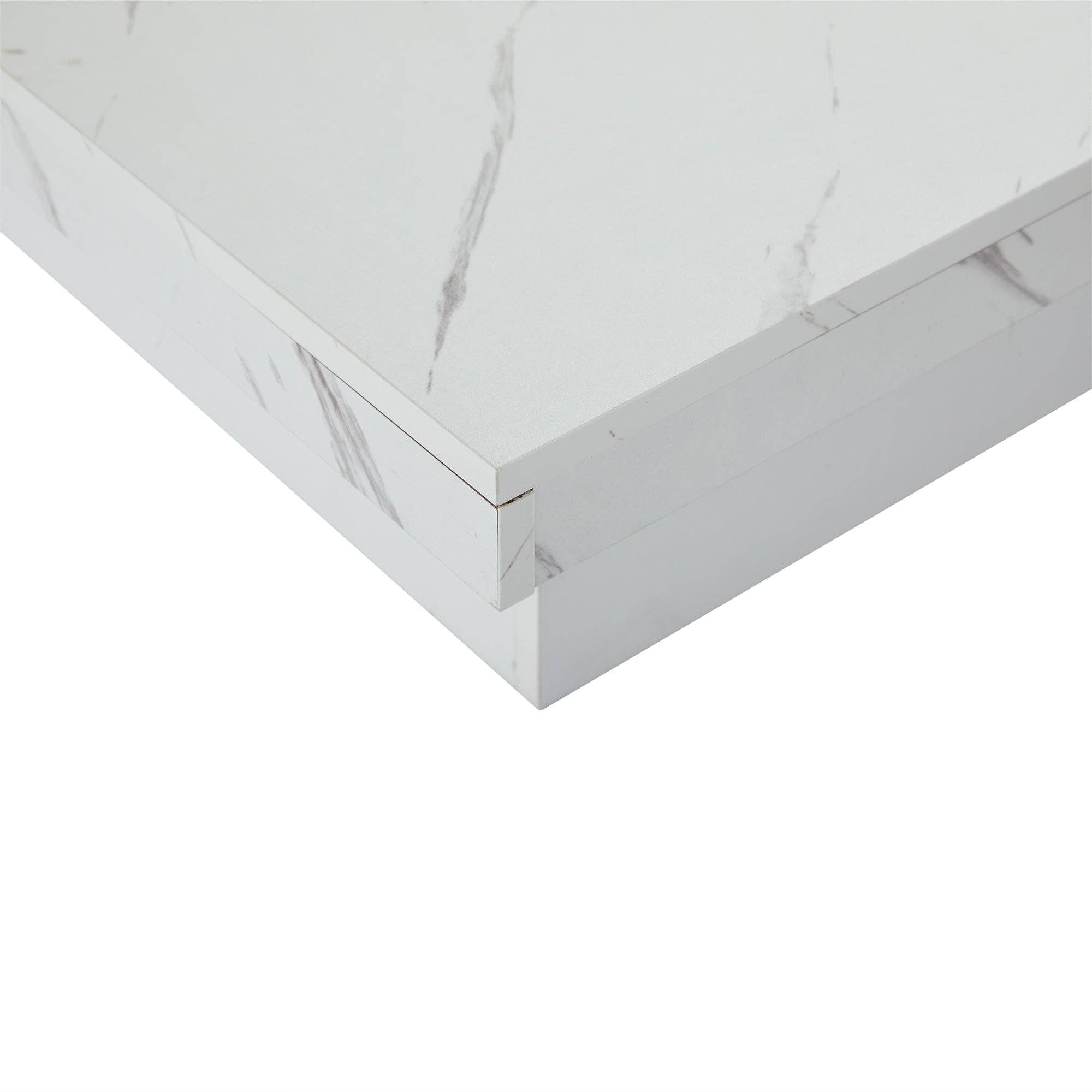 Urban Meuble - Wholesale Side Table - Modern white square coffee table with marble effect, 4 drawers, sliding top 90x90x25cm KHEKRIED35