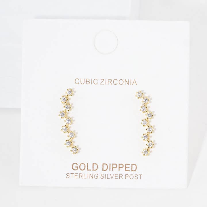 Vergoldete runde CZ-Cluster-Kletterohrringe für den Großhandel von Sensibling Corp.