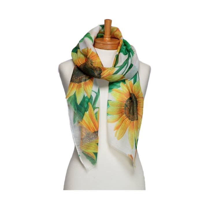 Taylor Hill Scarves & Co - Vendita all'ingrosso Sciarpa - Donna - THSS2726: Bianco: Sciarpa con girasole0