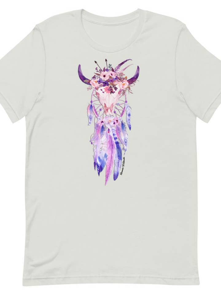 Boho Longhorn Skull with Dreamcatcher Tee for wholesale by Runnin' R Ranch