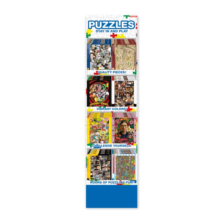 AQUARIUS, GAMAGO, ICUP, & ROCK SAWS by NMR Brands - Wholesale Puzzle - Adult - 24 Unit 1000 Piece Jigsaw Puzzle *EMPTY* Display