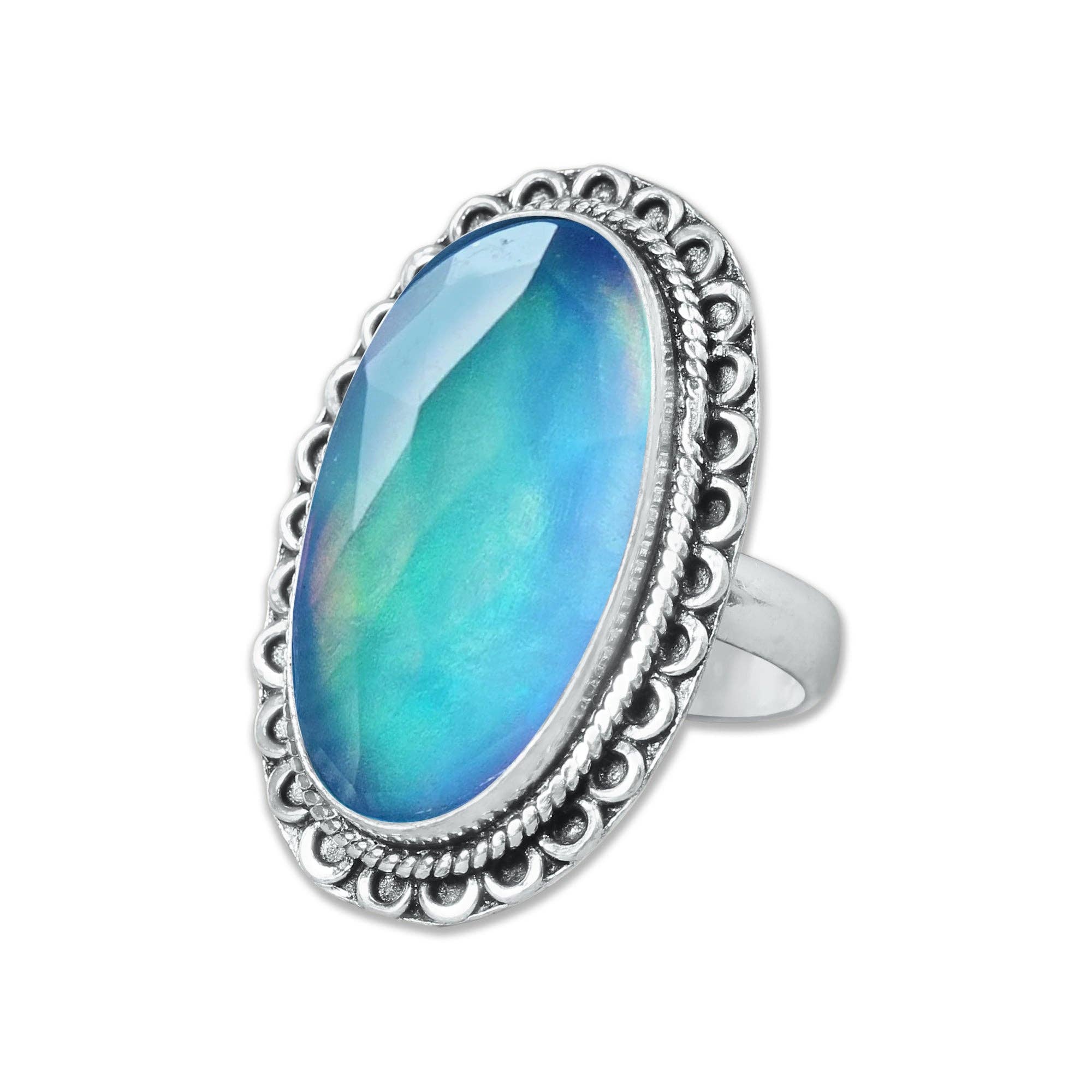 Handmade Jewels – wholesale Cocktail/Statement Ring – Aurora Opalringar – handgjorda, silverpläterade med blandade boho-mönster (tillverkas på beställning)12