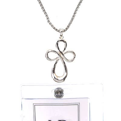 FR4900 Open Cross Metal Lanyards ID Holder & Necklace for wholesale by 0011 PREMIERE