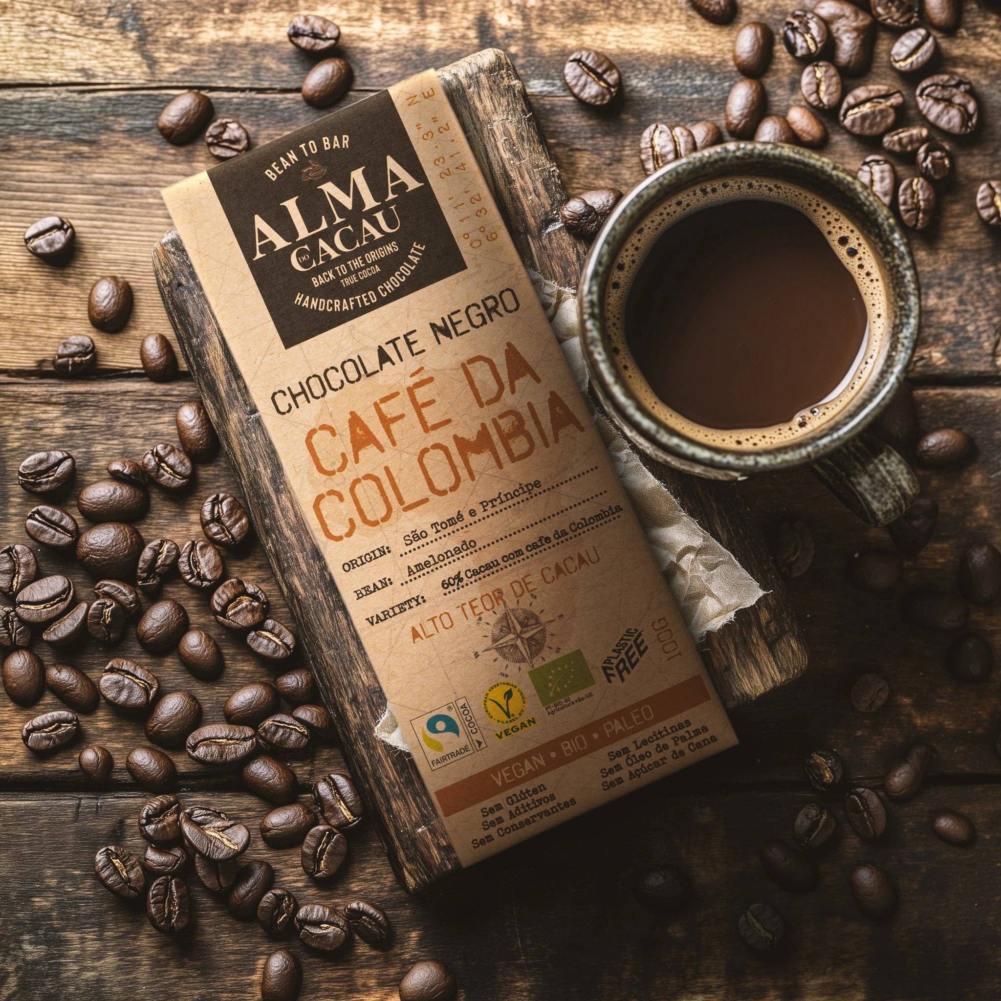 Nómada Chocolates - Vente Barre chocolatée - Chocolat noir biologique avec café moulu 100g1