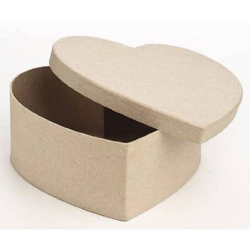 Factory Direct Craft - Wholesale Decorative Box - Premade Heart Paper Mache Box - 7-1/2" x 7-1/2" x 3"