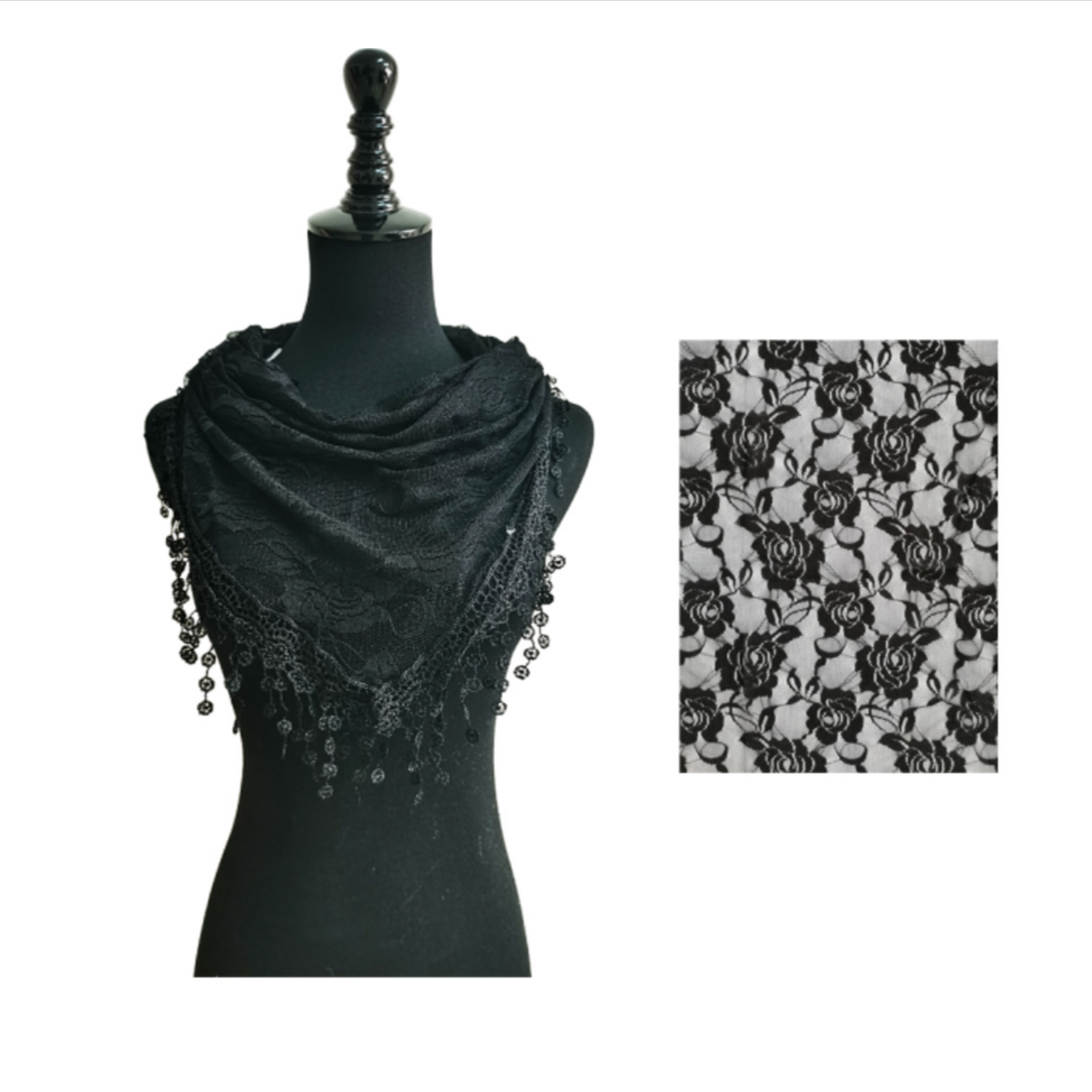 TAPA fashion – Engroshandel Tørklæde - Dame – Rosemønster Blonde Tørklæder Kirkeslør SS629 (12 stk.)0