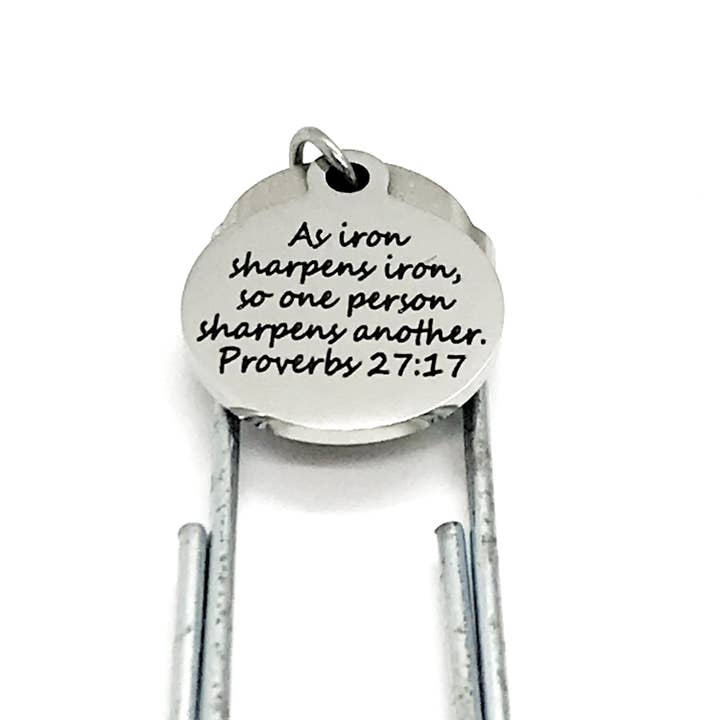Iron Sharpens Iron Bookmark, Proverbs 27:17, Christian Gift for wholesale by JKCE Designs