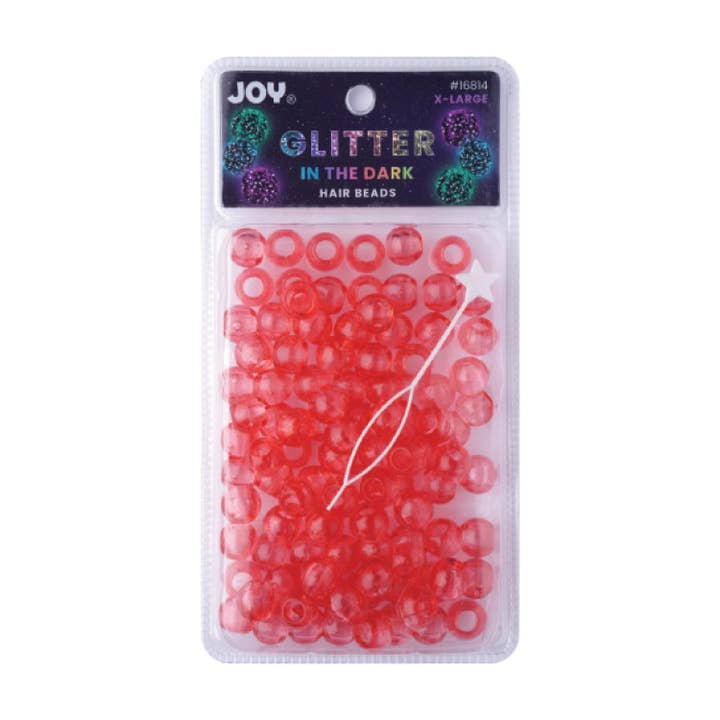 Joy Twin Beads Ponytailer 25mm 5ct Glitter Glow Red for wholesale by Annie International, Inc.