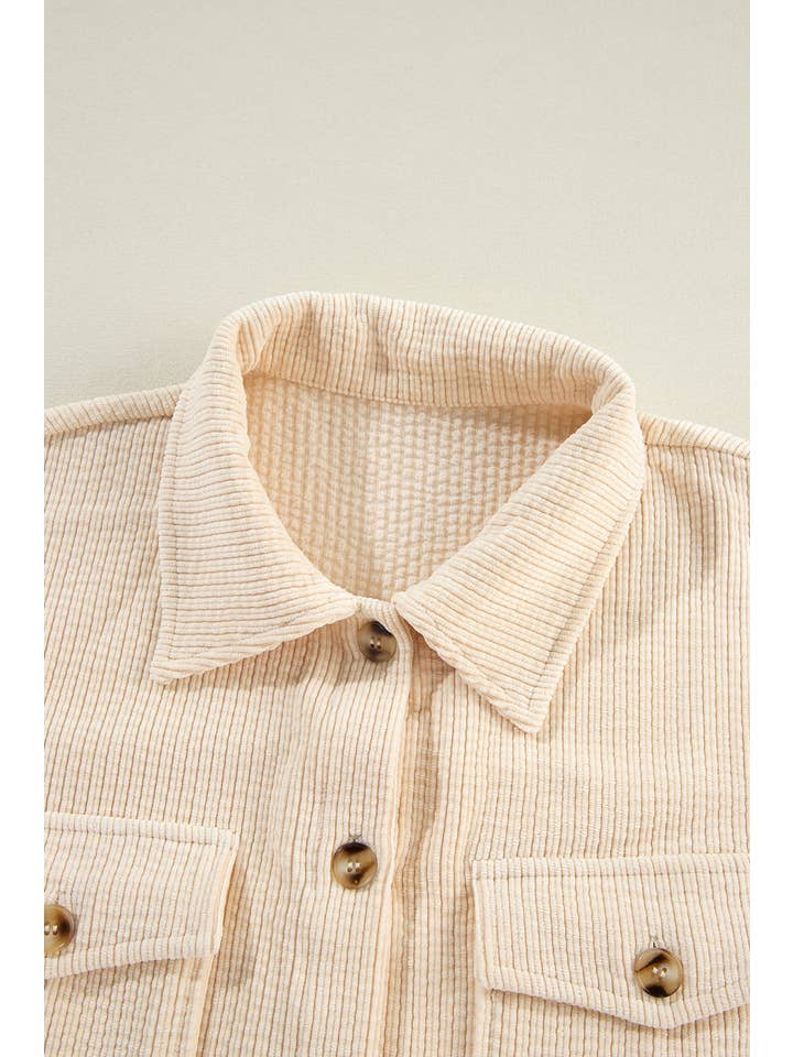 PRETTY BASH - Wholesale Shirt Jacket/Shacket - Women's - Solid Corduroy Button-Up Pocketed Shacket26