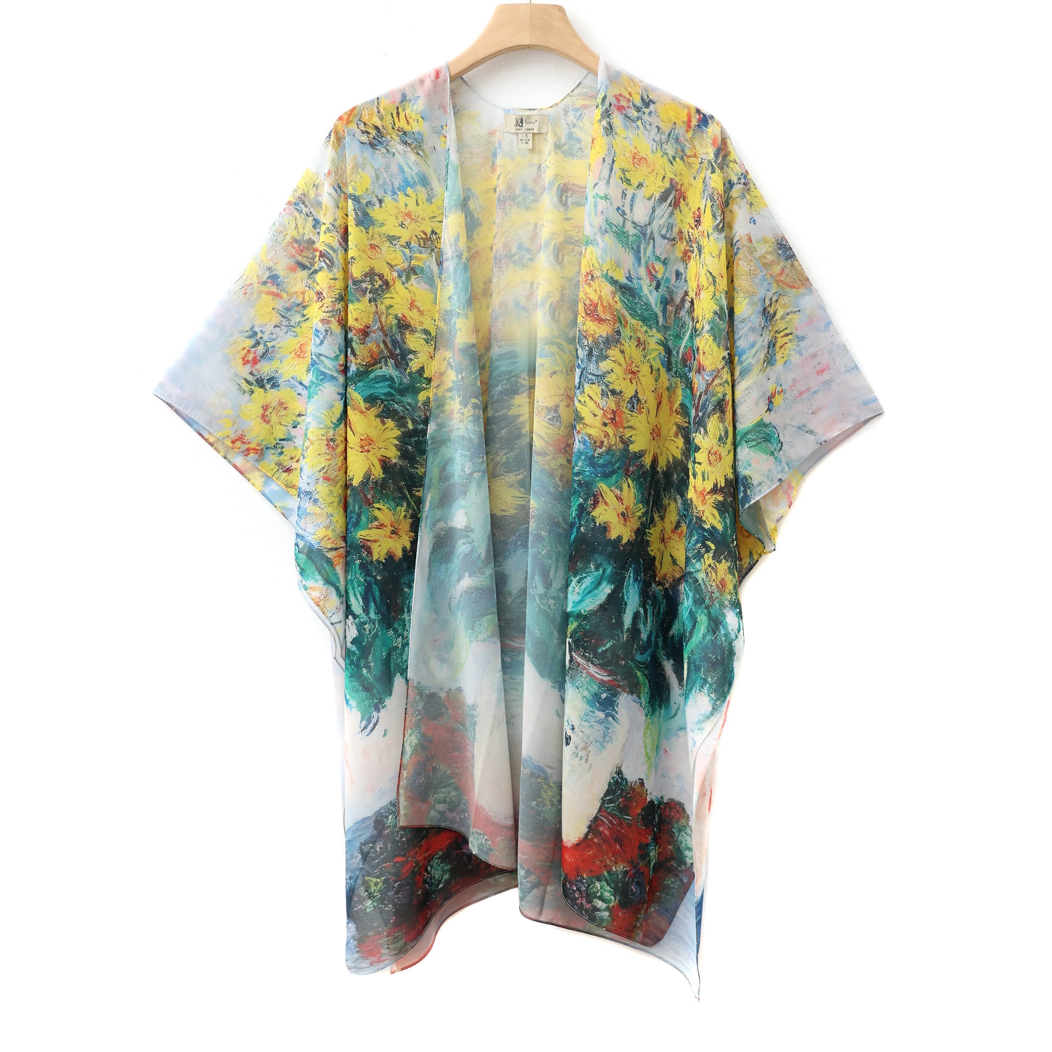 JC Sunny Fashion - Vente Kimono – femme - JC091757 Monet-Fleur de Topinambour Kimono0