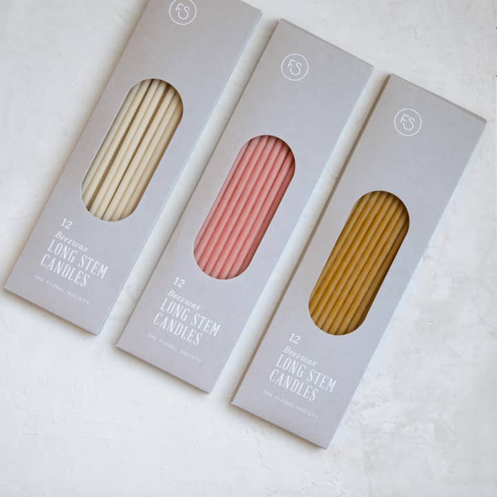 Beeswax Long Stem Candles for wholesale by The Floral Society