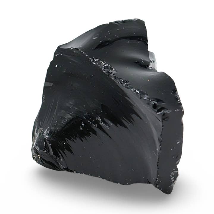 Pierre : obsidienne noire, brute, 101 à 200 g. pour la vente par Arômes & Évasions