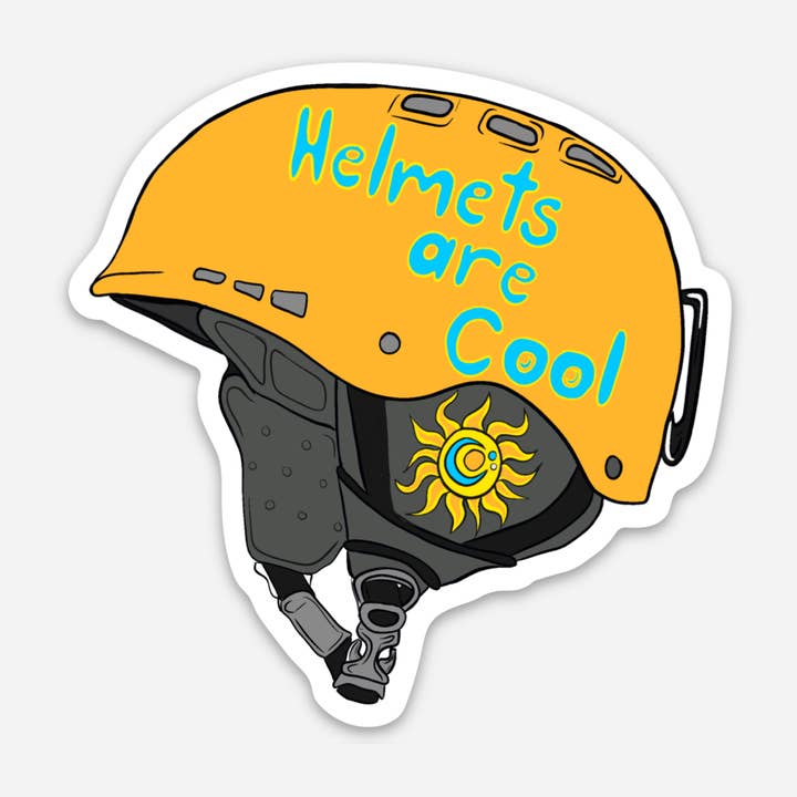 Helmets Are Cool Sticker for wholesale by Heartwood Collective