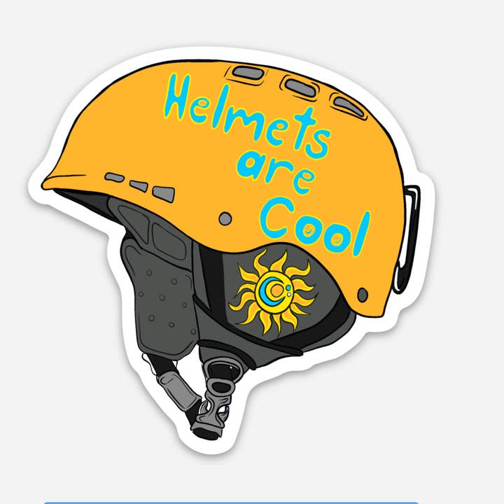 Helmets Are Cool Sticker for wholesale by Heartwood Collective