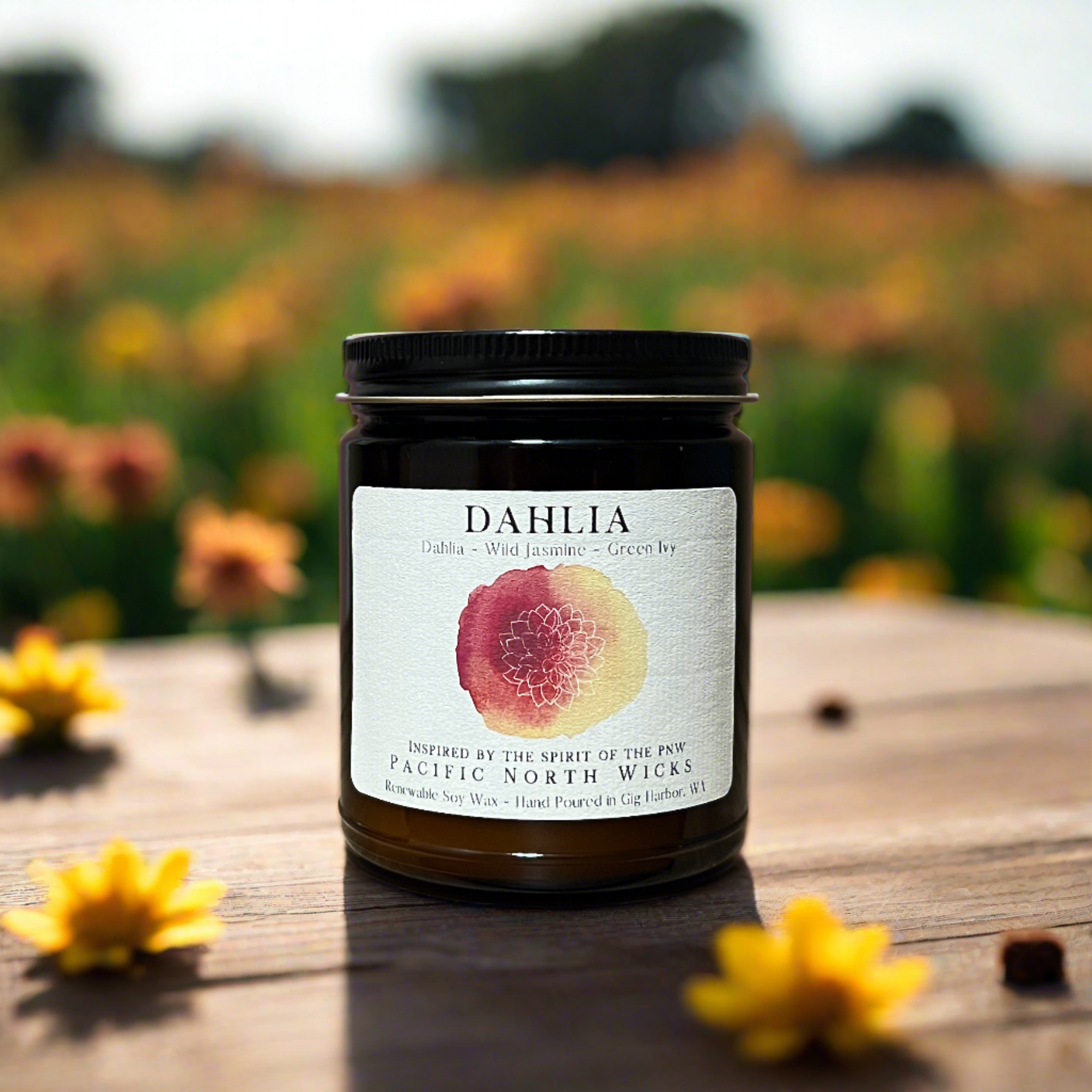 Pacific North Wicks - Wholesale Jar/Filled Candle - Dahlia Candle | Lush Floral Scent | Hand Poured Soy Wax0