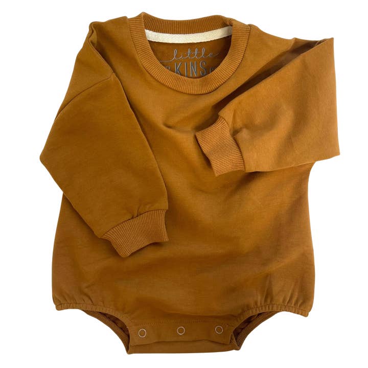 Sweatshirt Bubble Romper aus Bio-Baumwolle - Braun für den Großhandel von Little Kins Company